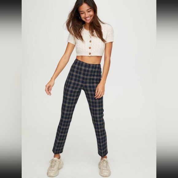 Aritzia Sunday best freshman plaid High-Rise Rise Pants Size 2 - Picture 2 of 10